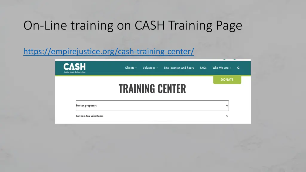 on line training on cash training page