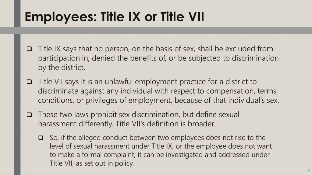 employees title ix or title vii