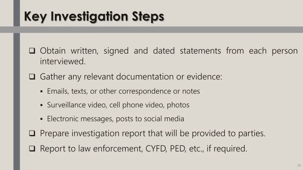 key investigation steps 2