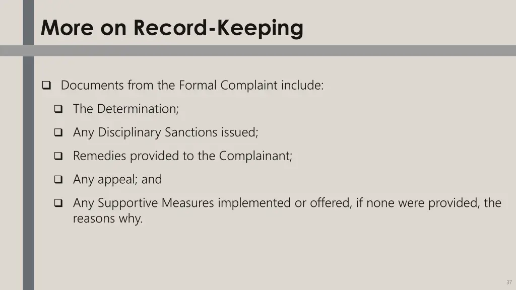 more on record keeping