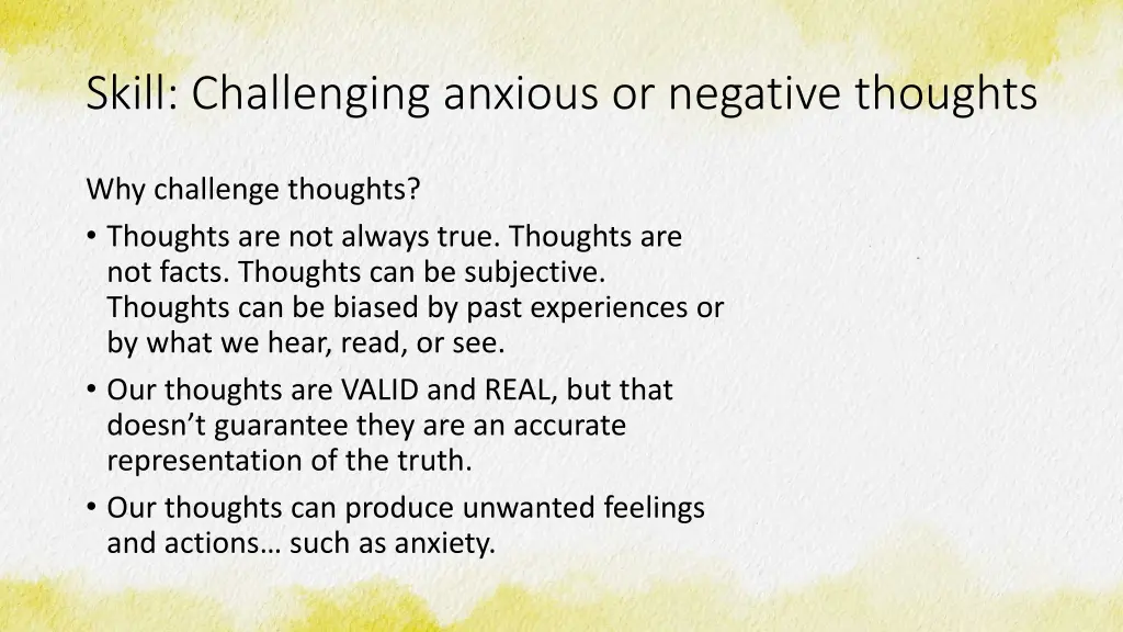 skill challenging anxious or negative thoughts