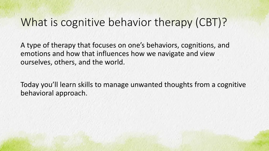 what is cognitive behavior therapy cbt