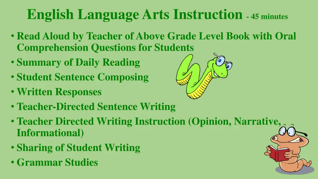 english language arts instruction 45 minutes