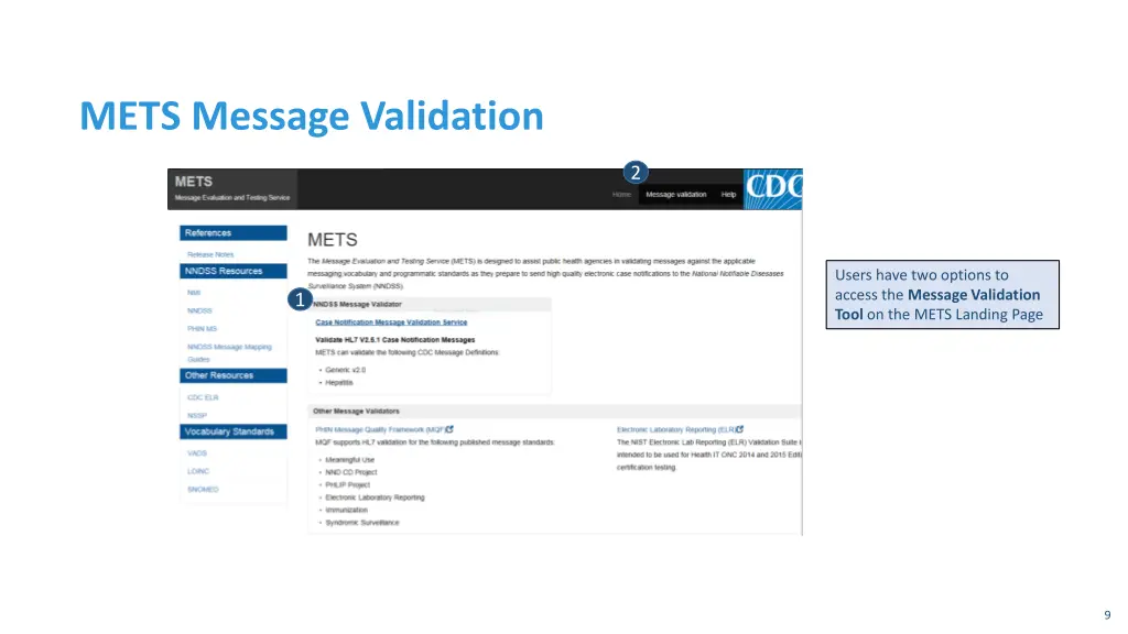 mets message validation