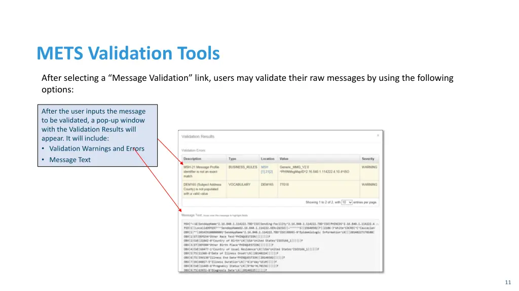 mets validation tools