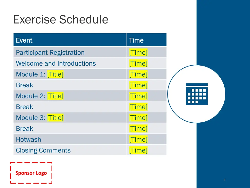 exercise schedule