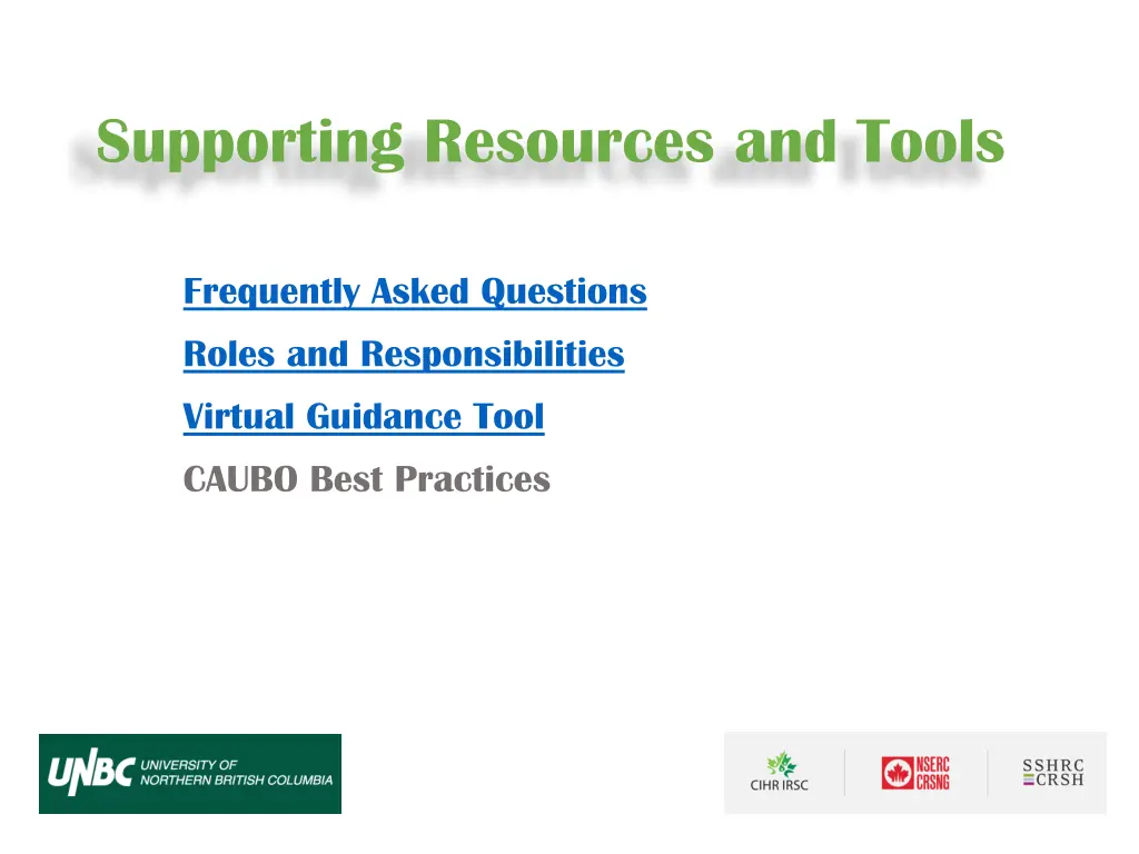 supporting resources and tools