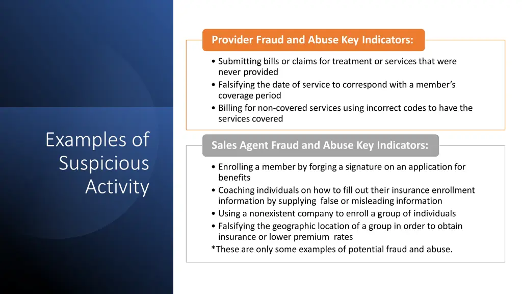 provider fraud and abuse key indicators