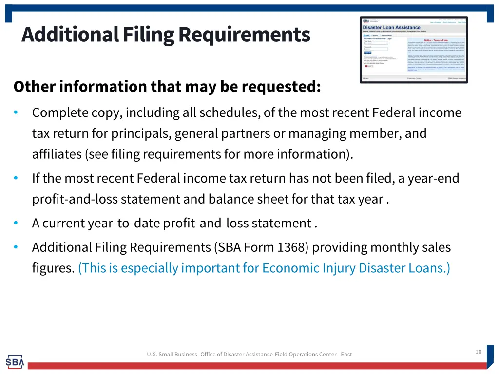 additional filing requirements