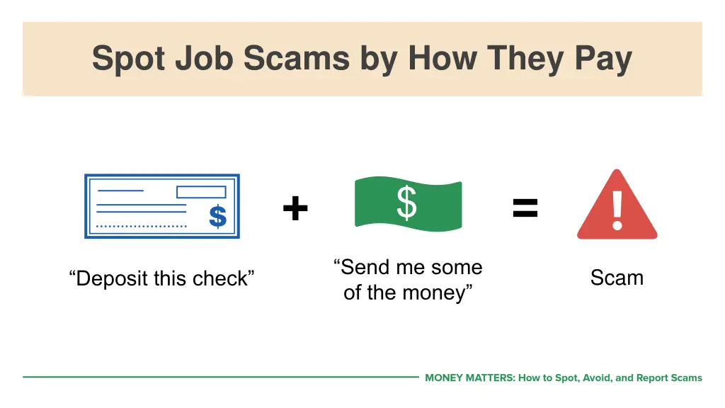 spot job scams by how they pay