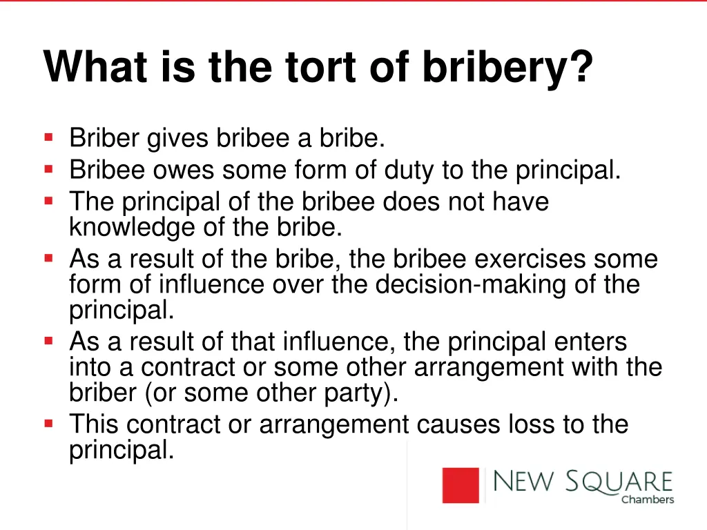 what is the tort of bribery