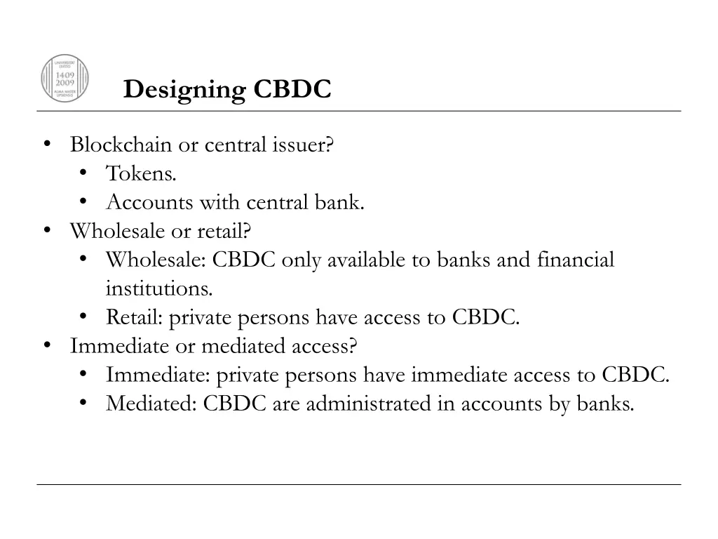 designing cbdc