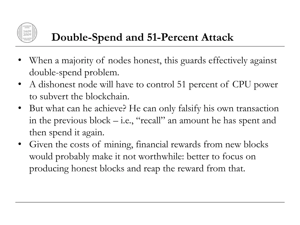 double spend and 51 percent attack