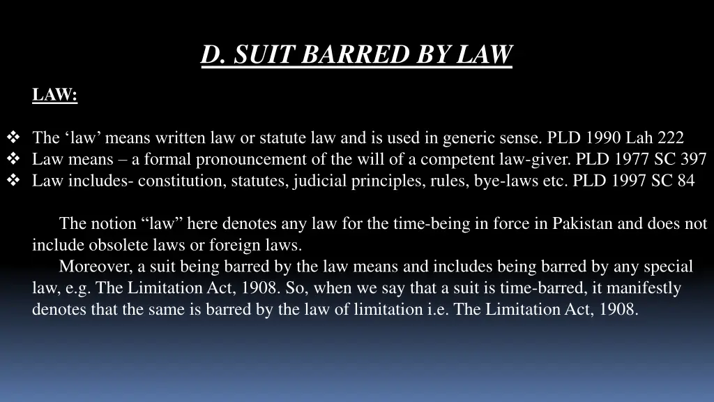 d suit barred by law