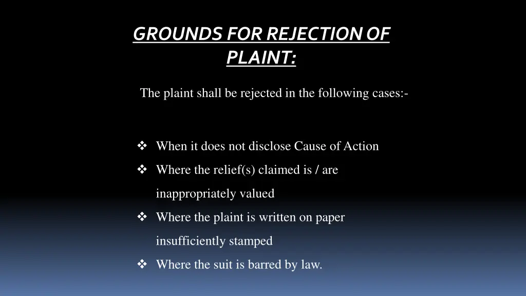 grounds for rejection of plaint