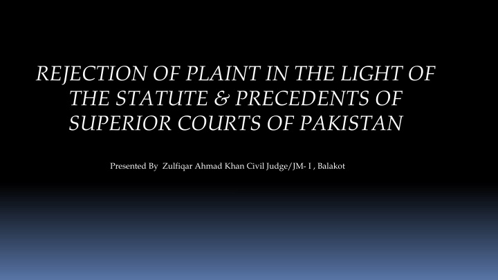 rejection of plaint in the light of the statute