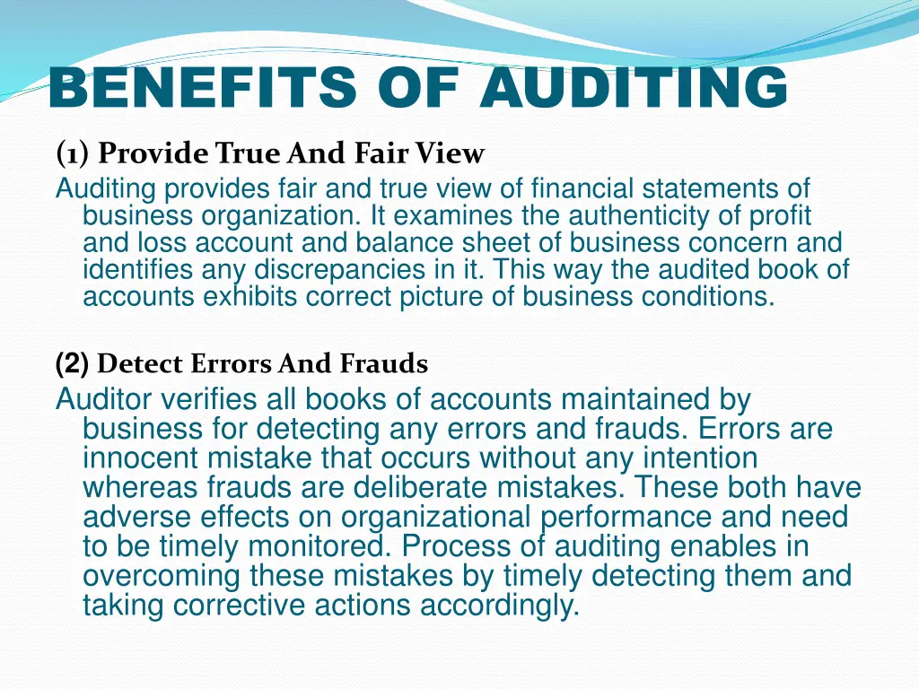 benefits of auditing