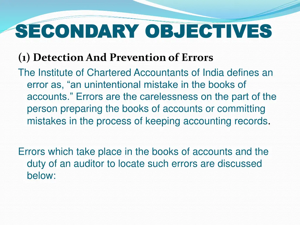 secondary objectives secondary objectives