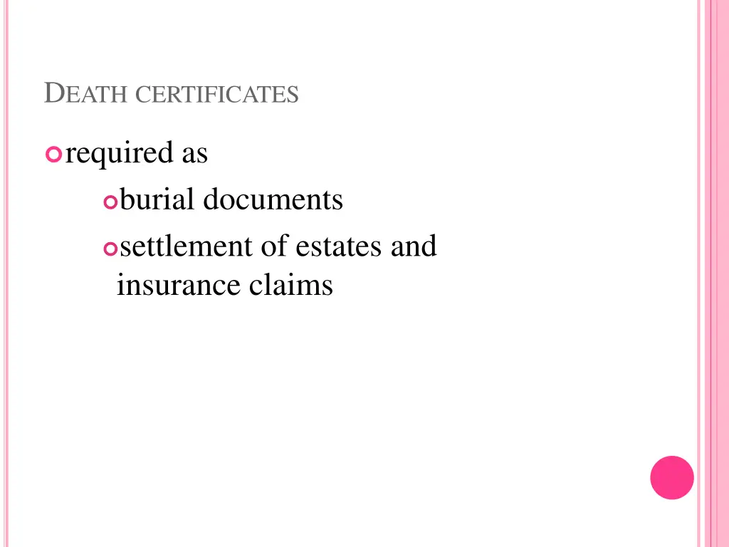 d eath certificates