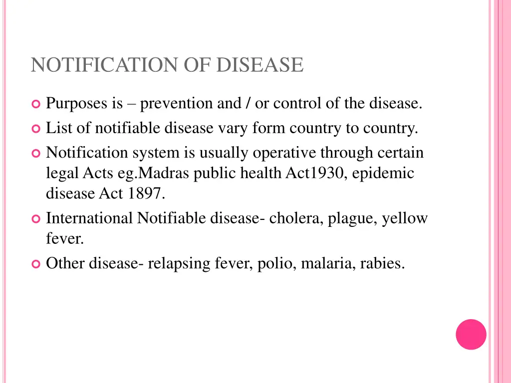 notification of disease