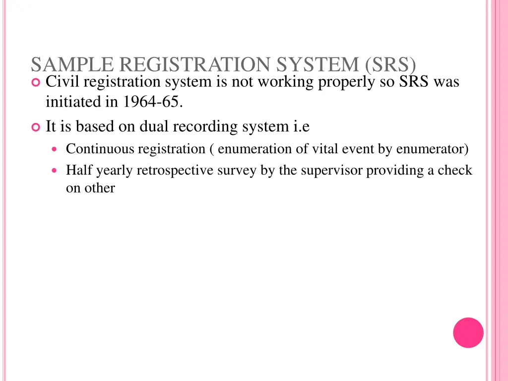 sample registration system srs civil registration