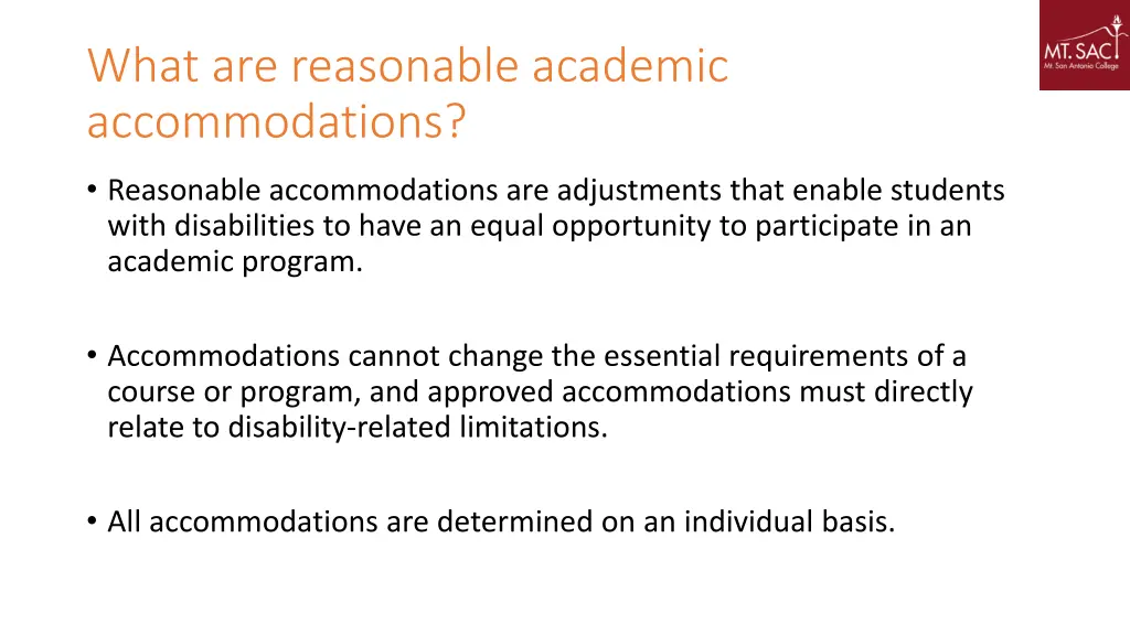 what are reasonable academic accommodations