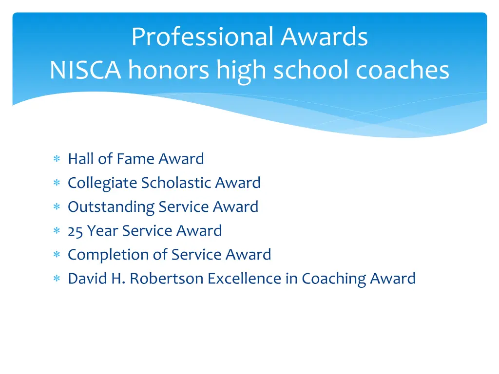 professional awards nisca honors high school