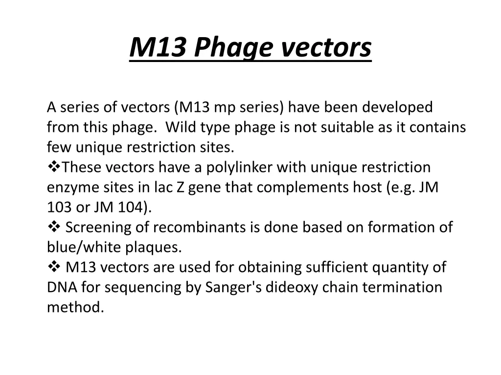 m13 phage vectors