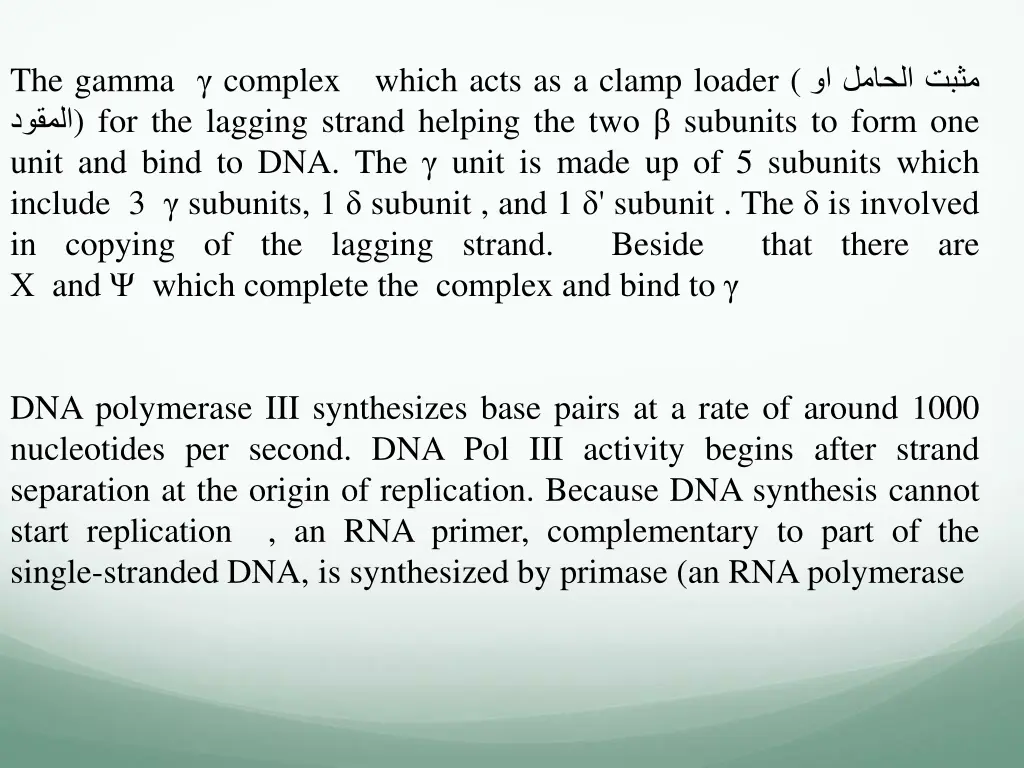 the gamma complex which acts as a clamp loader