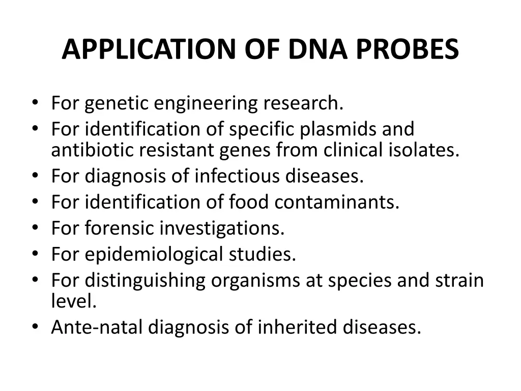 application of dna probes