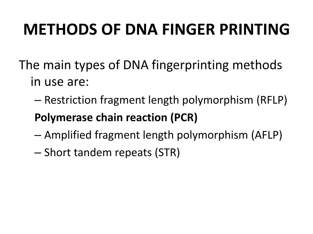 methods of dna finger printing