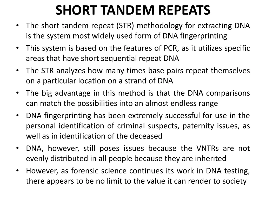 short tandem repeats the short tandem repeat