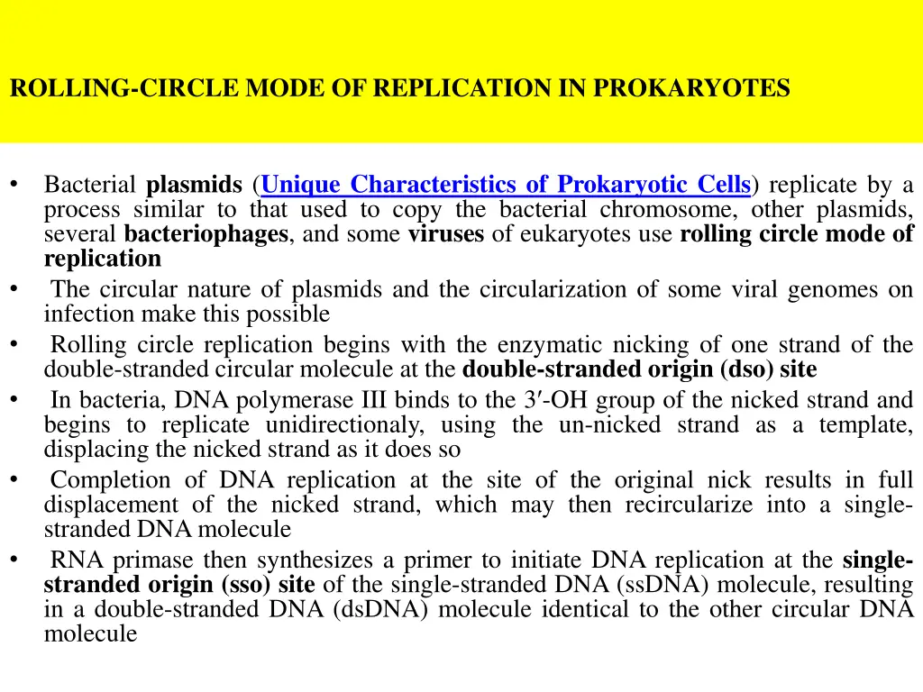 rolling circle mode of replication in prokaryotes