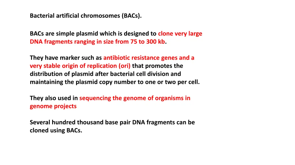 bacterial artificial chromosomes bacs