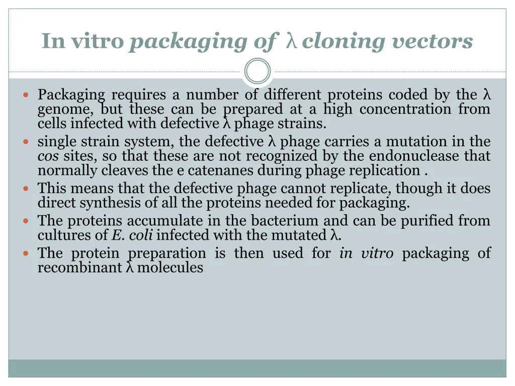 in vitro packaging of cloning vectors