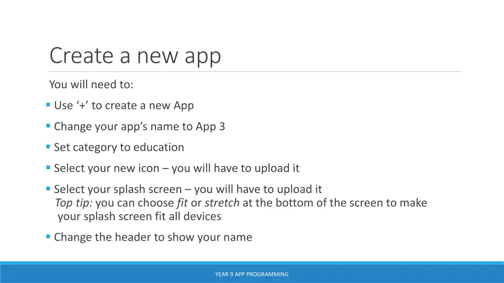 create a new app