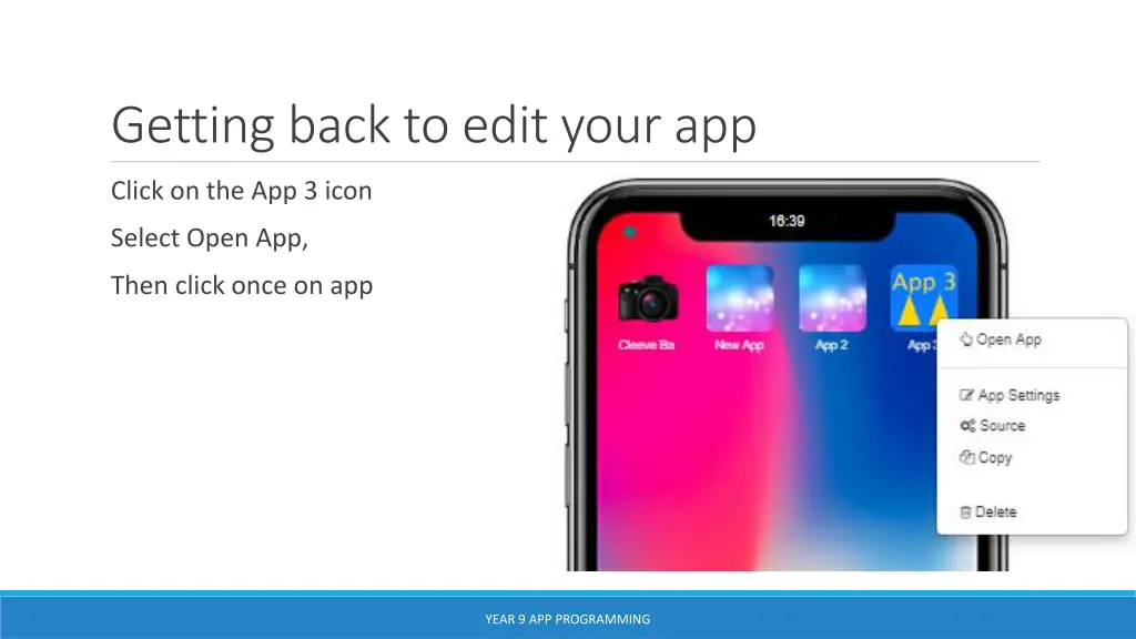 getting back to edit your app