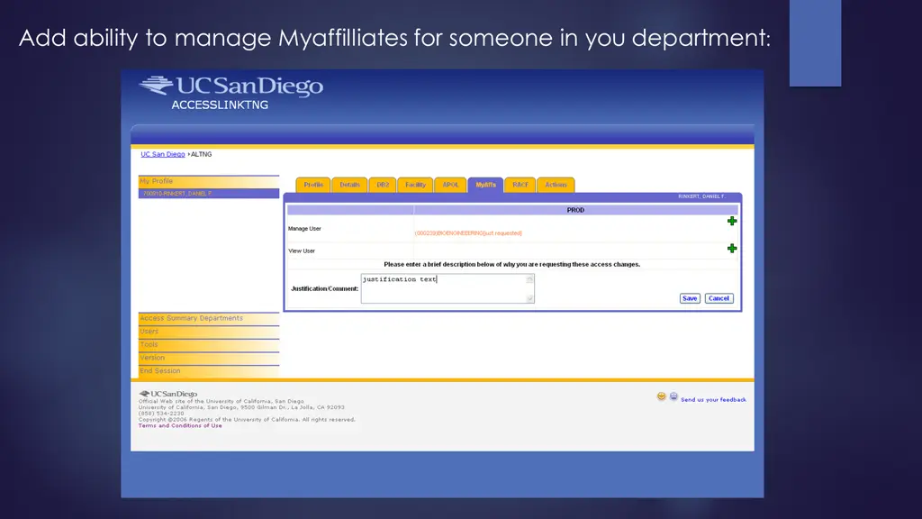 add ability to manage myaffilliates for someone