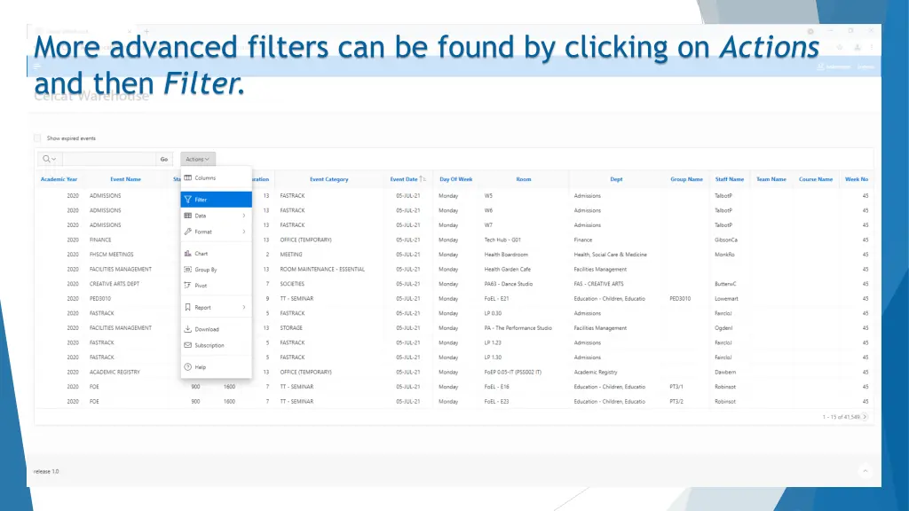 more advanced filters can be found by clicking