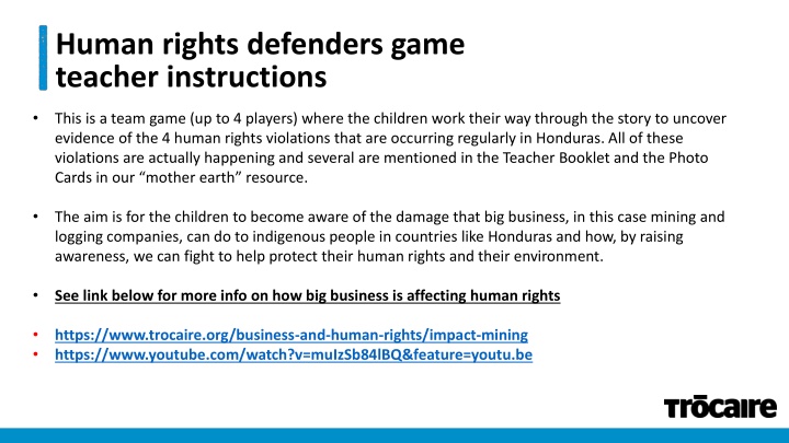 human rights defenders game teacher instructions