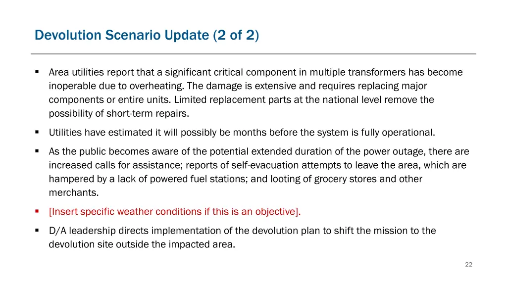 devolution scenario update 2 of 2