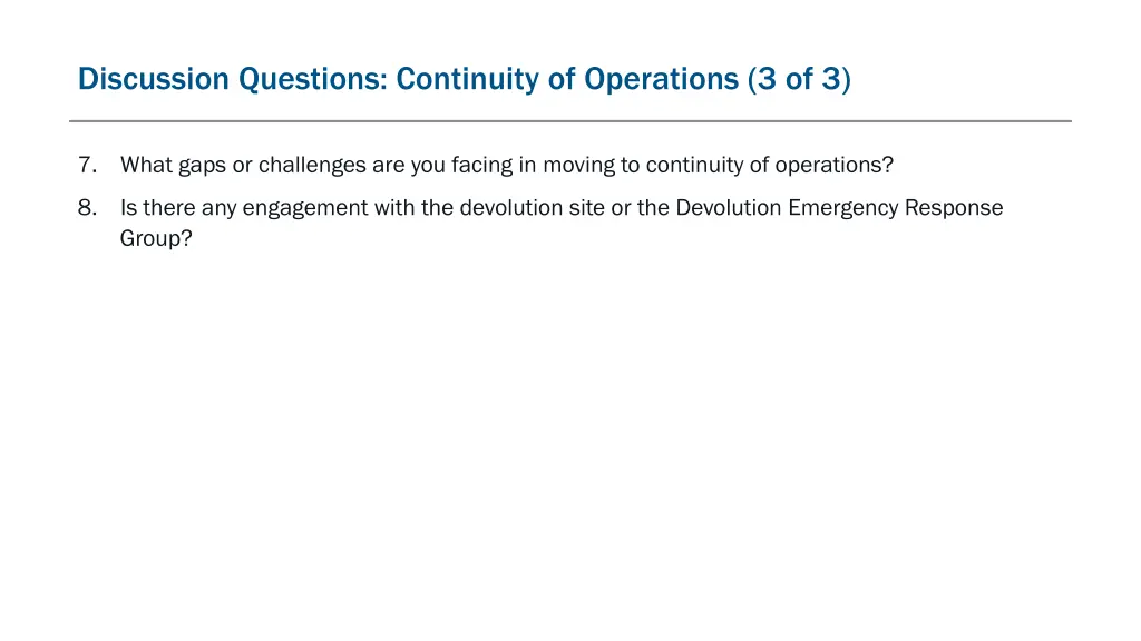 discussion questions continuity of operations 2