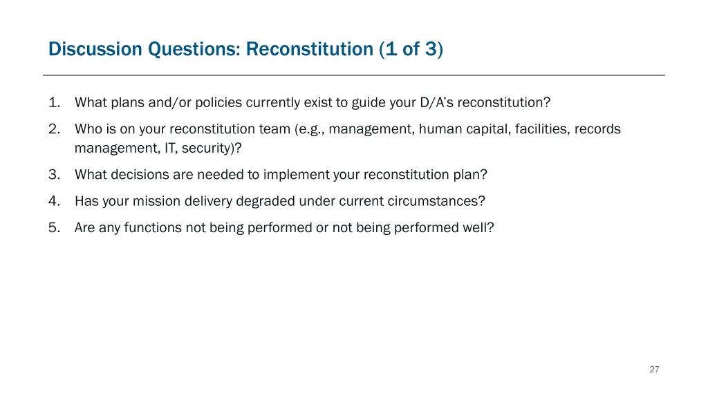 discussion questions reconstitution 1 of 3