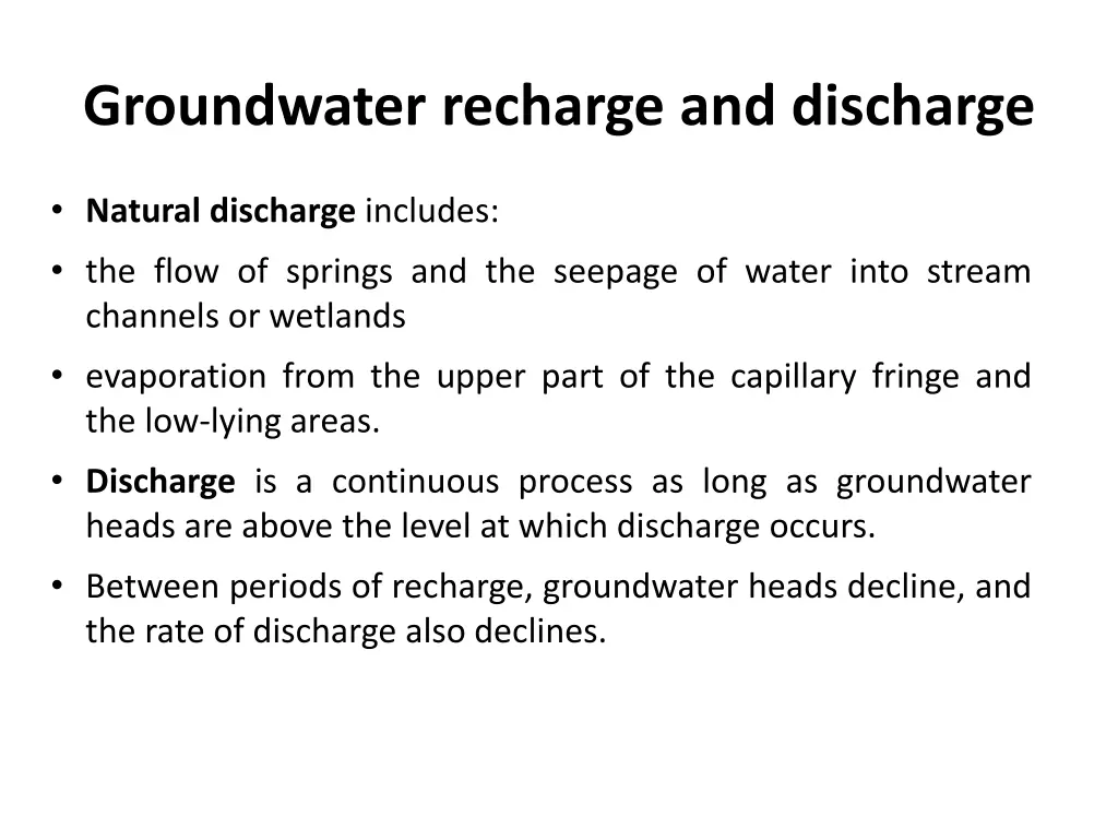 groundwater recharge and discharge 1