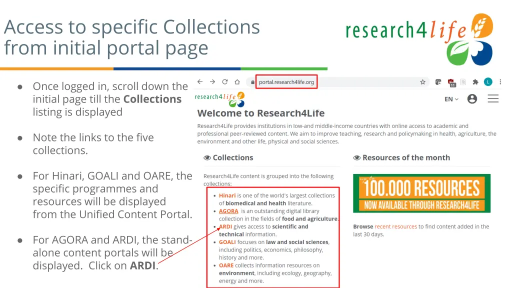 access to specific collections from initial