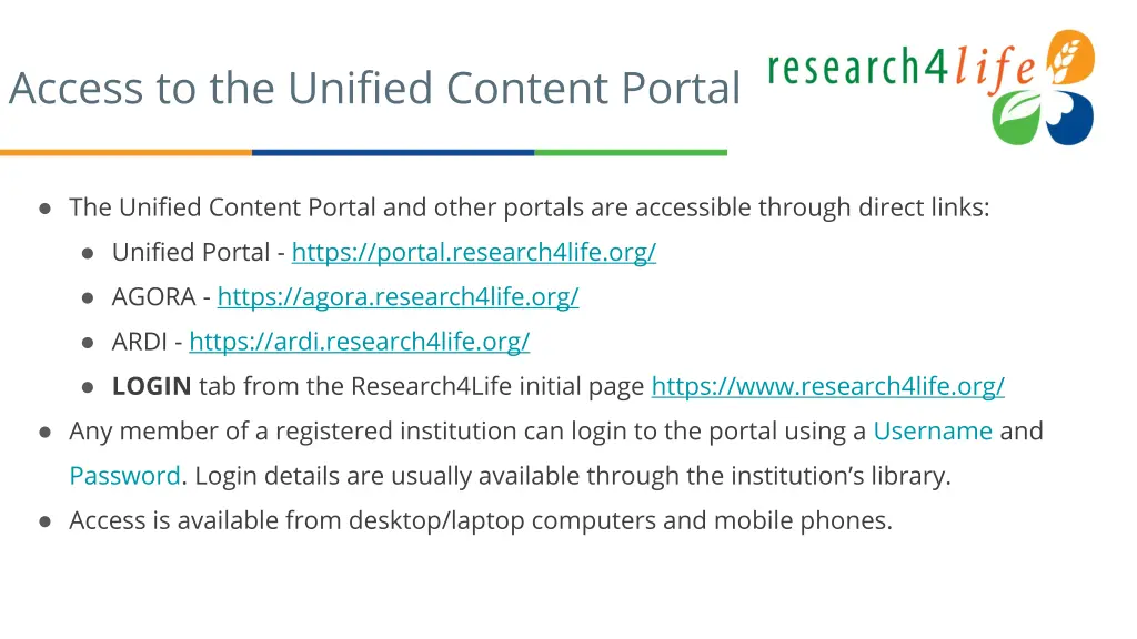 access to the unified content portal