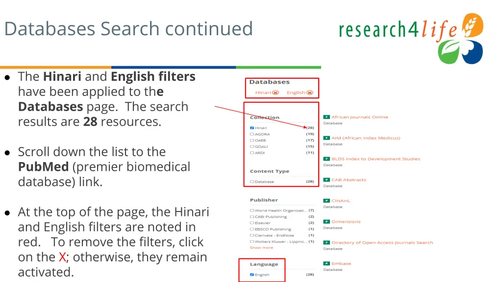 databases search continued 1