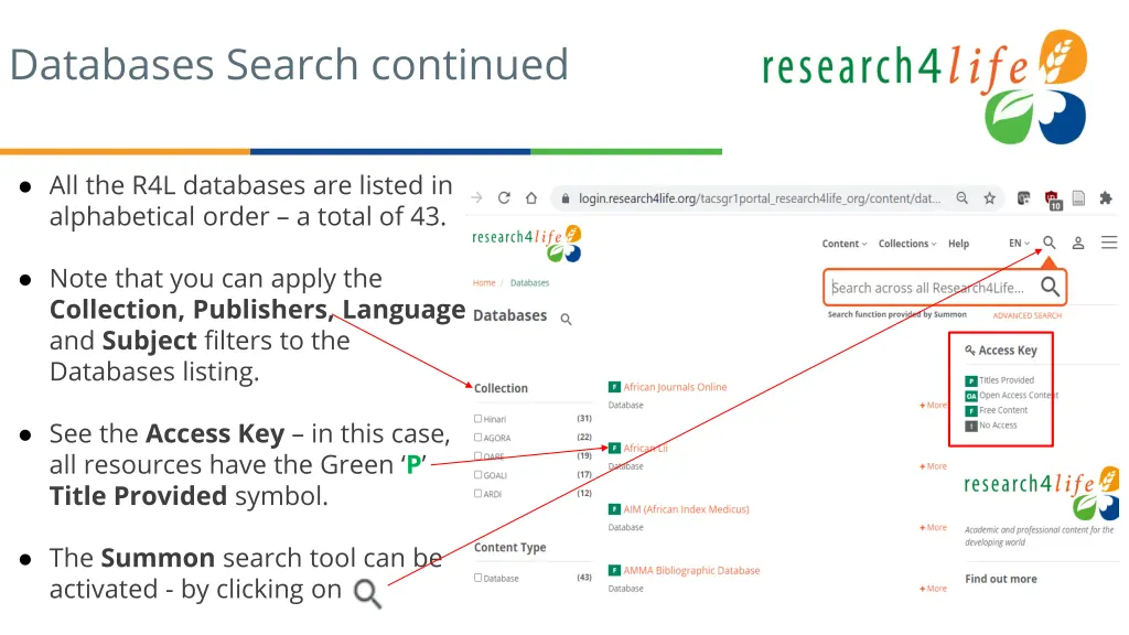 databases search continued