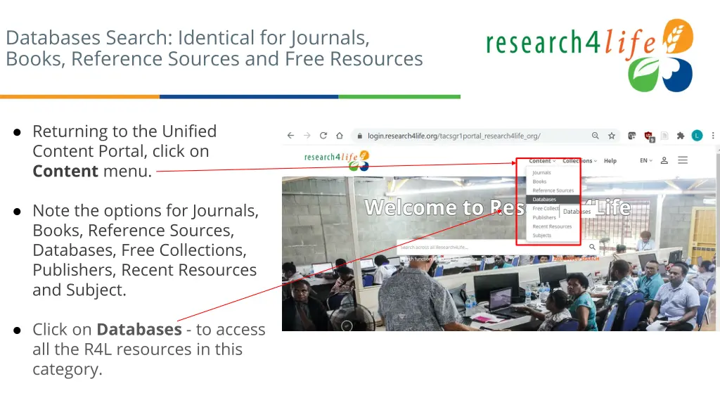 databases search identical for journals books