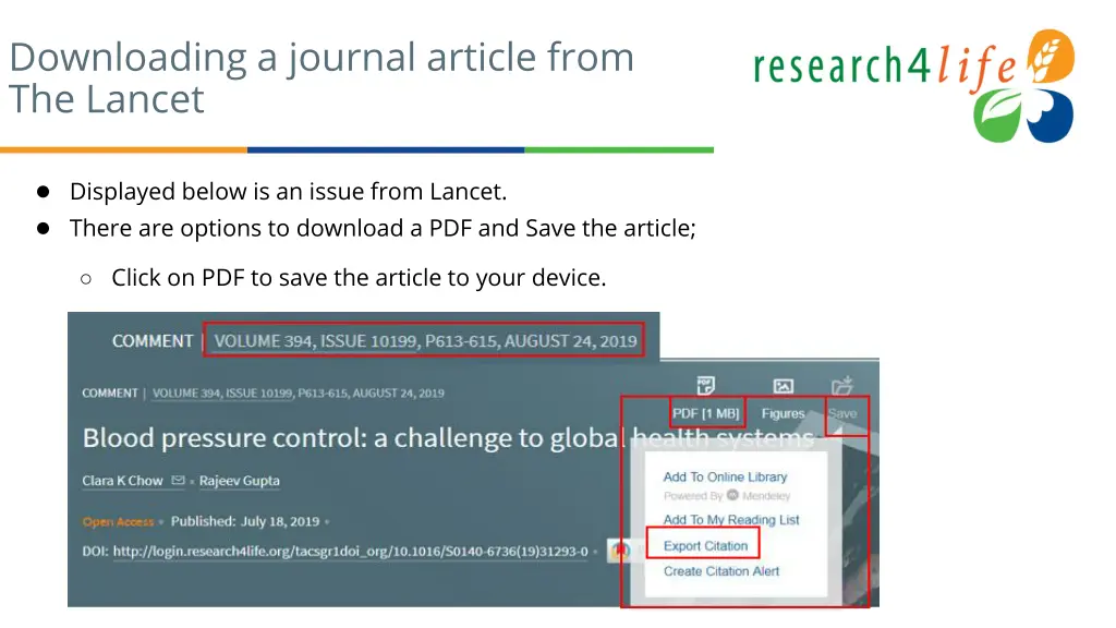 downloading a journal article from the lancet